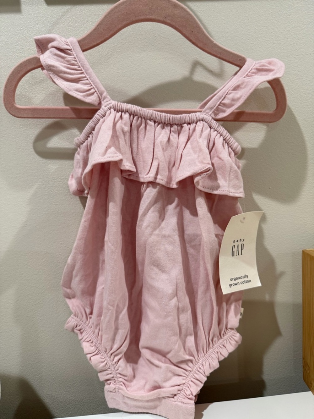 GAP Soft Pink Ruffle Bubble Romper
